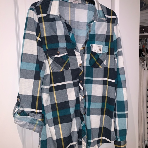 Long Plaid Button-up Shirt - Picture 8 of 8